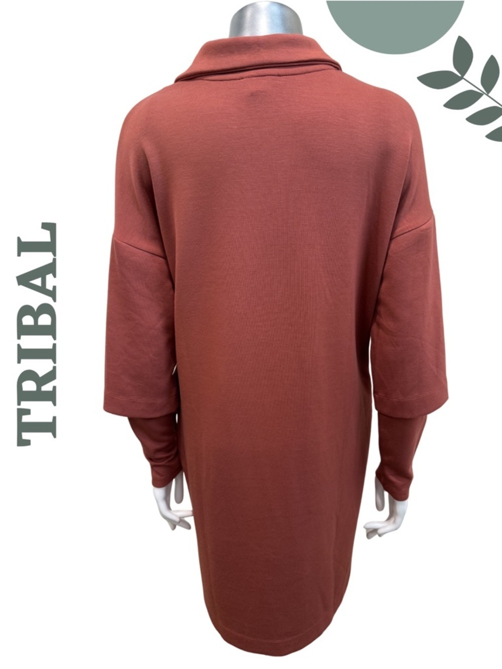 Tribal Mahogany Collared Pocket Dress Small Stretch - Picture 5 of 9